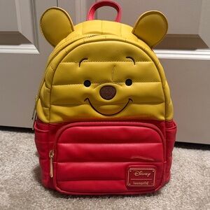Loungefly Kids Yellow & Red Winnie the Pooh Quilted Mini Backpack with Ears